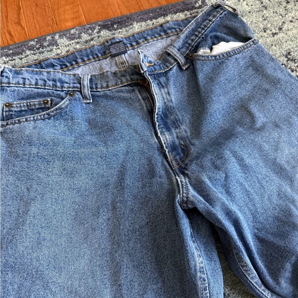 Men’s 36x30 Heavyweight Medium Wash Denim Jeans Relaxed Fit Straight Leg Winter - Picture 5 of 6